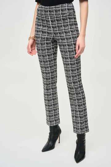 Joseph Ribkoff Jacquard Plaid Print Straight Pull On Pant 243130