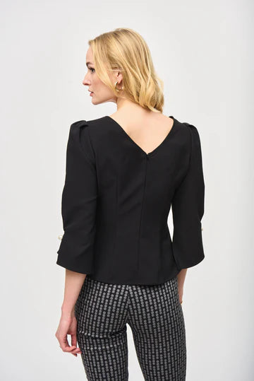 Joseph Ribkoff Luxe Twill Black Fitted Top 243172