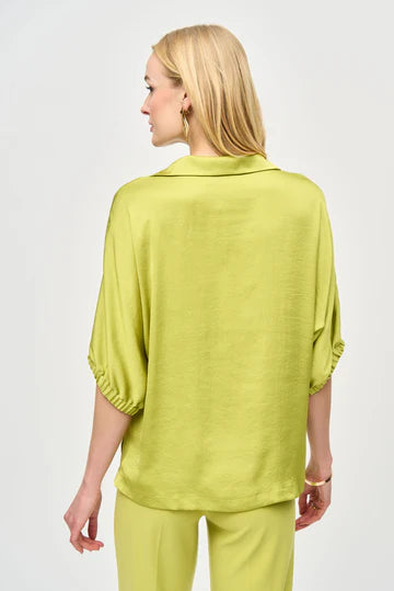 Joseph Ribkoff Wasabi V Neck Satin Blouse 243183