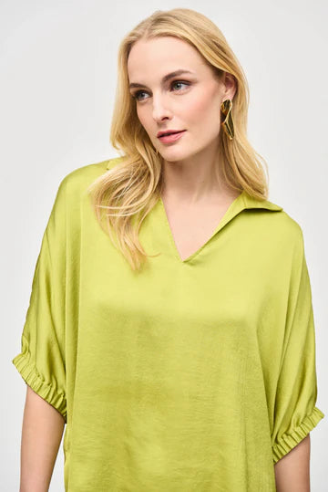 Joseph Ribkoff Wasabi V Neck Satin Blouse 243183