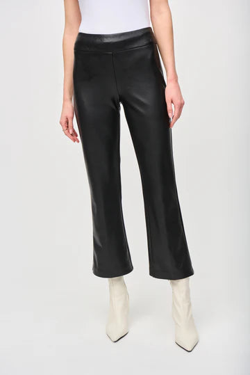 Joseph Ribkoff Black Faux Leather Flare Pants 243260