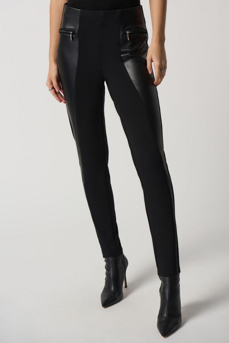 Joseph Ribkoff Black Leather Pant 233012