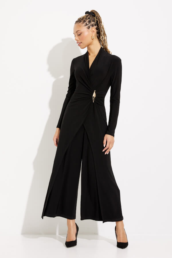 Joseph Ribkoff Black Jumpsuit Gold Waist Accent 233097