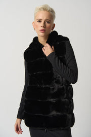 Joseph Ribkoff Black Faux Fur Vest 233921