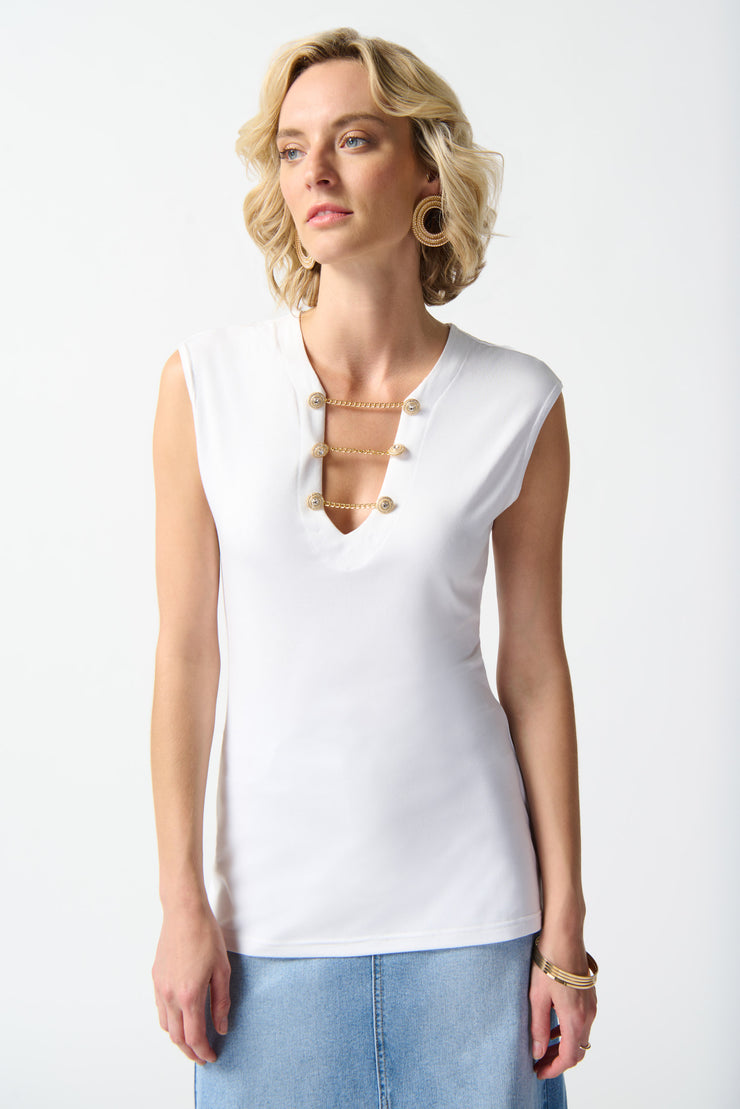 Joseph Ribkoff White Gold Chain Top 242181