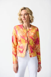Joseph Ribkoff Floral Print Fitted Suede Like Jacket 242916