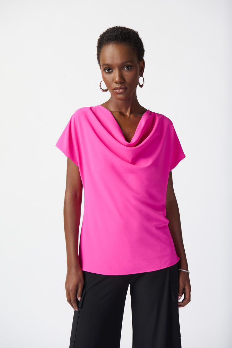 Joseph Ribkoff Ultra Pink Drape Blouse 241099