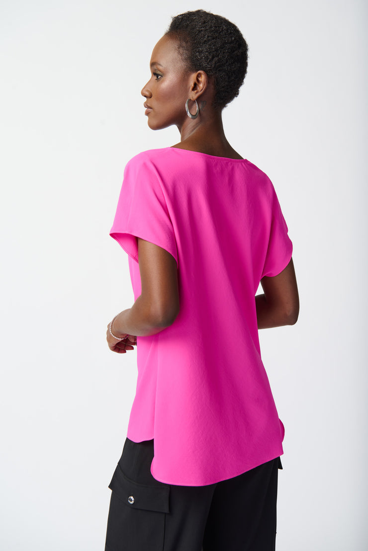 Joseph Ribkoff Ultra Pink Drape Blouse 241099