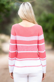 Marble 7445 Coral Striped Sweater