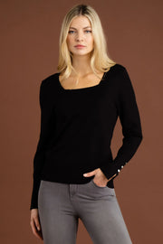 Marble 7108 Black Square Sweater Top