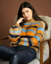 Marble 7133 Brown and Blue Eyelash Sweater