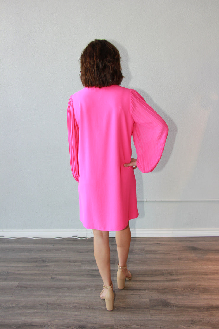 Joseph Ribkoff V Neck A Line Dress Hot Pink 242022