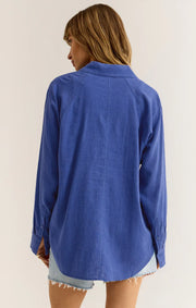 Z Supply The Perfect Linen Top Blue Wave