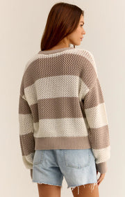 Z Supply Broadbeach Stripe Sweater Tan White