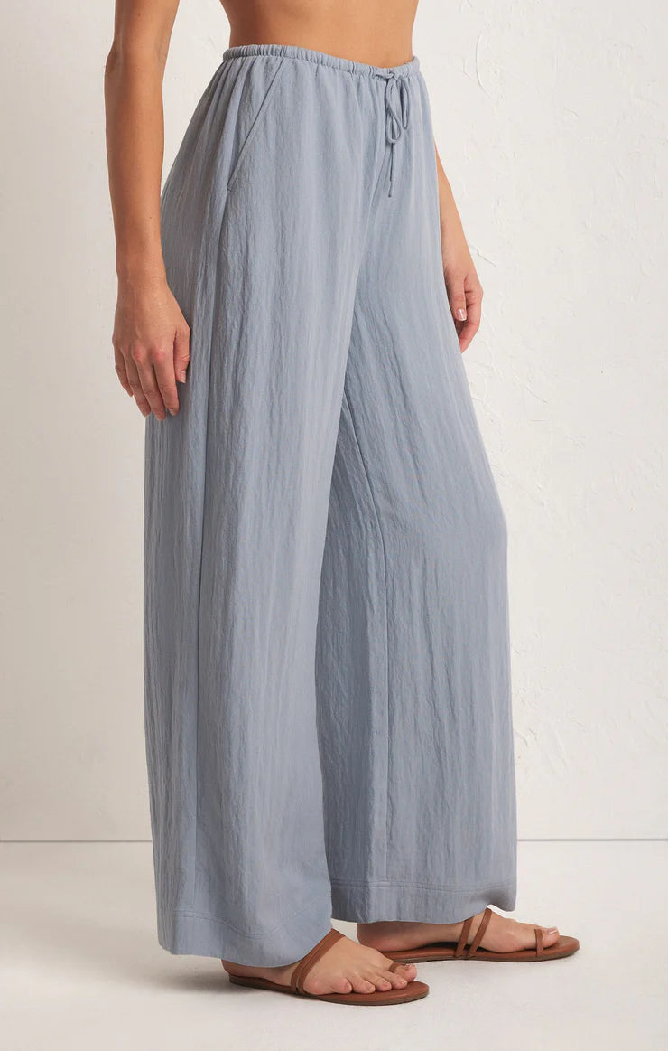 Z Supply Soleil Wide Leg Drawstring Pant Stormy Blue