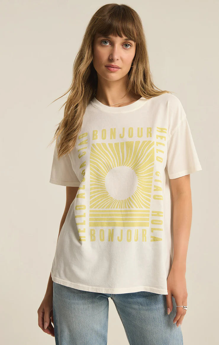 Z Supply Bonjour Boyfriend Tee Sea Salt