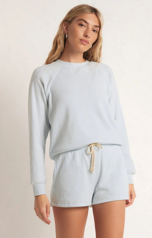 Z Supply Saldana Reverse Fleece Sweater Powder Blue