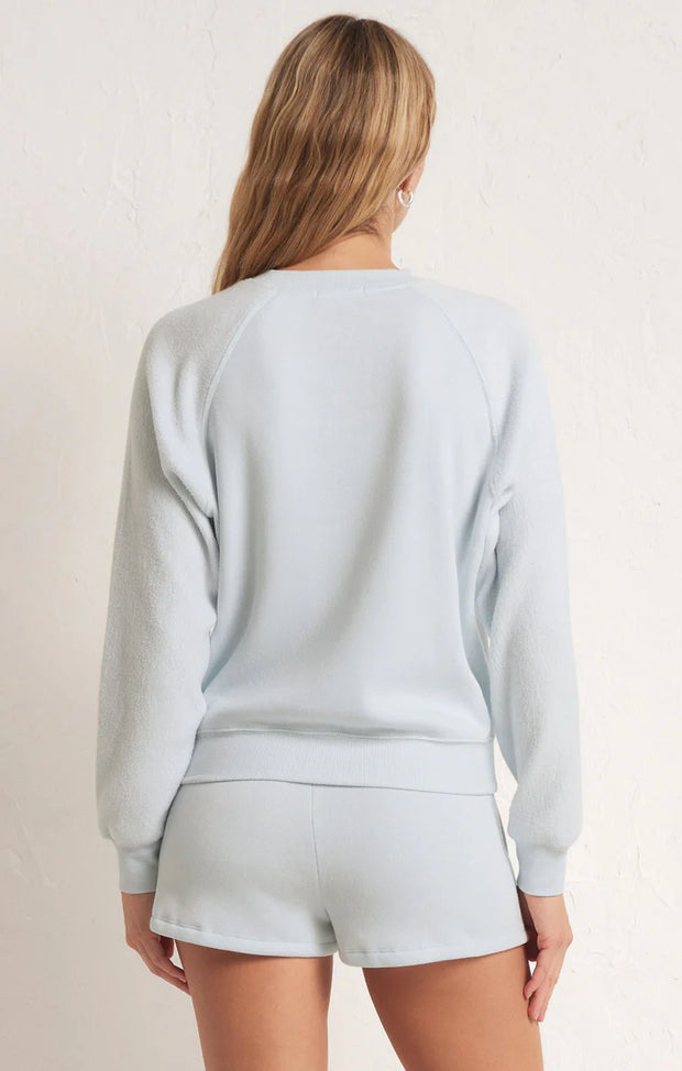 Z Supply Saldana Reverse Fleece Sweater Powder Blue