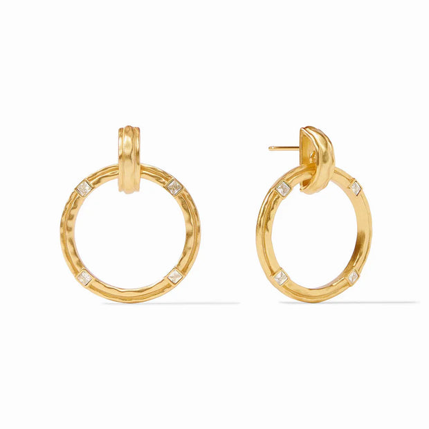 Julie Vos Astor Doorknocker Earring Gold Cubic Zirconia