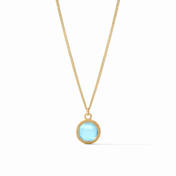 Julie Vos Fleur-de-Lis Solitare Necklace Gold Iridescent Capri Blue