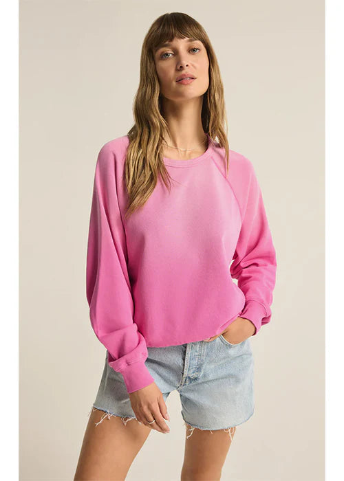 Z Supply Washed Ashore Heartbreaker Pink Sweatshirt