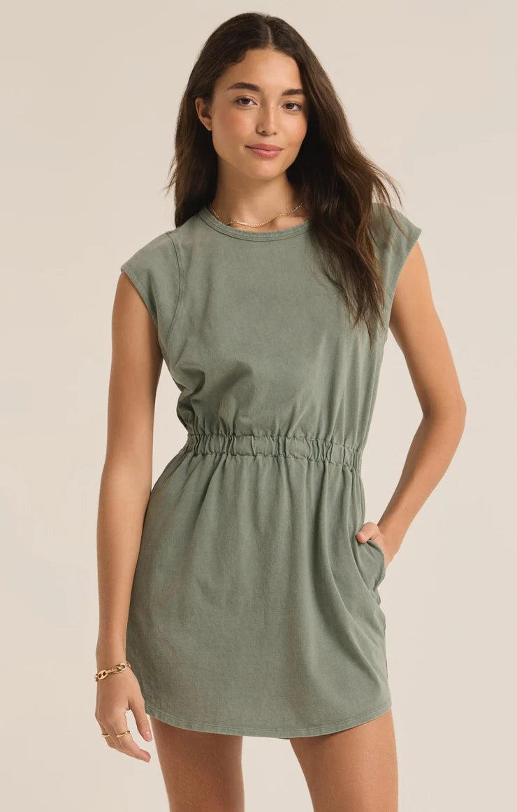 Z Supply Paxton Jersey Dress Palm Green