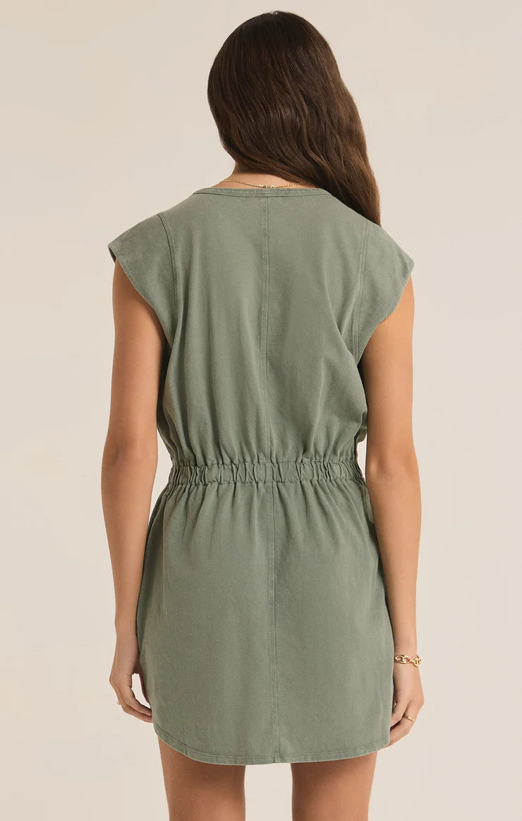 Z Supply Paxton Jersey Dress Palm Green