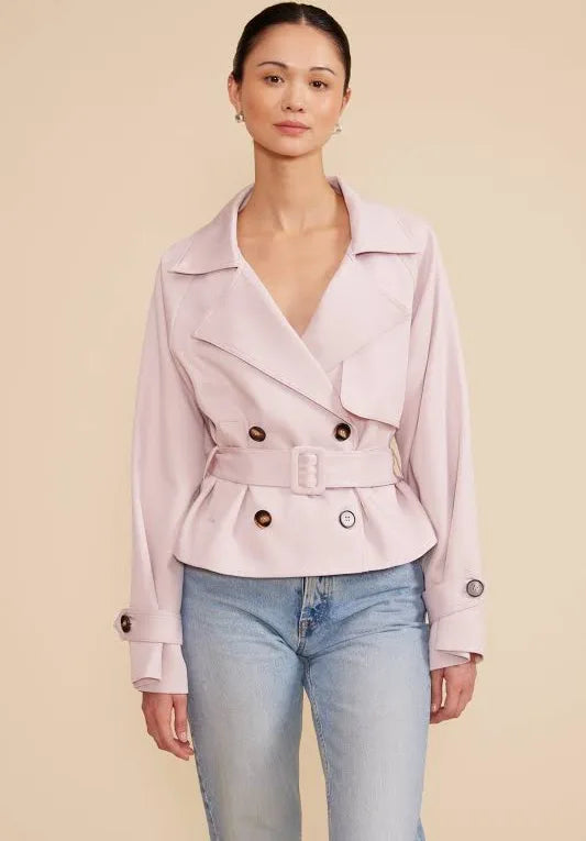 Lucy Paris Estelle Cropped Trench-Light Pink- C3673