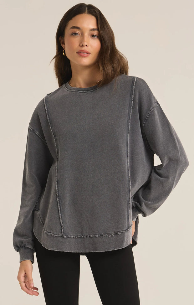 Z Supply Replay Sweatshirt Black Sand