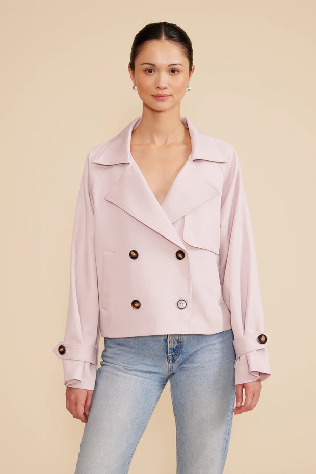 Lucy Paris Estelle Cropped Trench-Light Pink- C3673