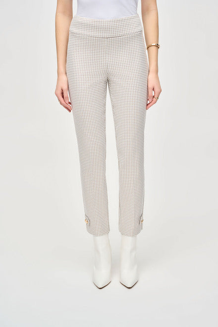 Joseph Ribkoff Off White Gold Houndstooth Pant 243180