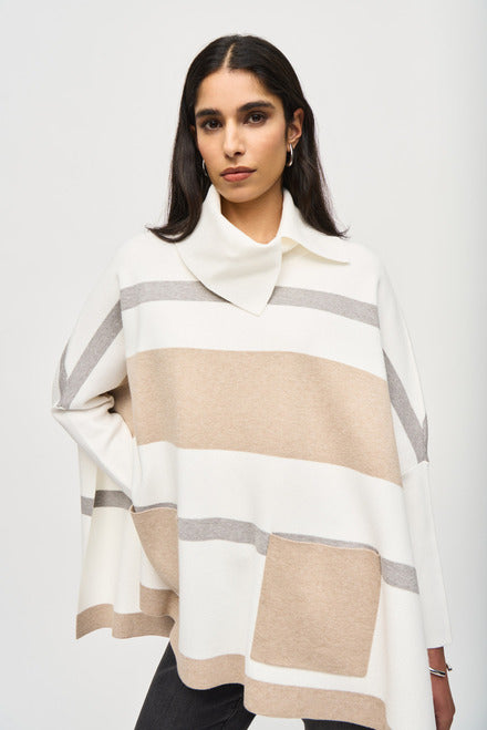 Joseph Ribkoff Shawl Collar Striped Sweater 243951