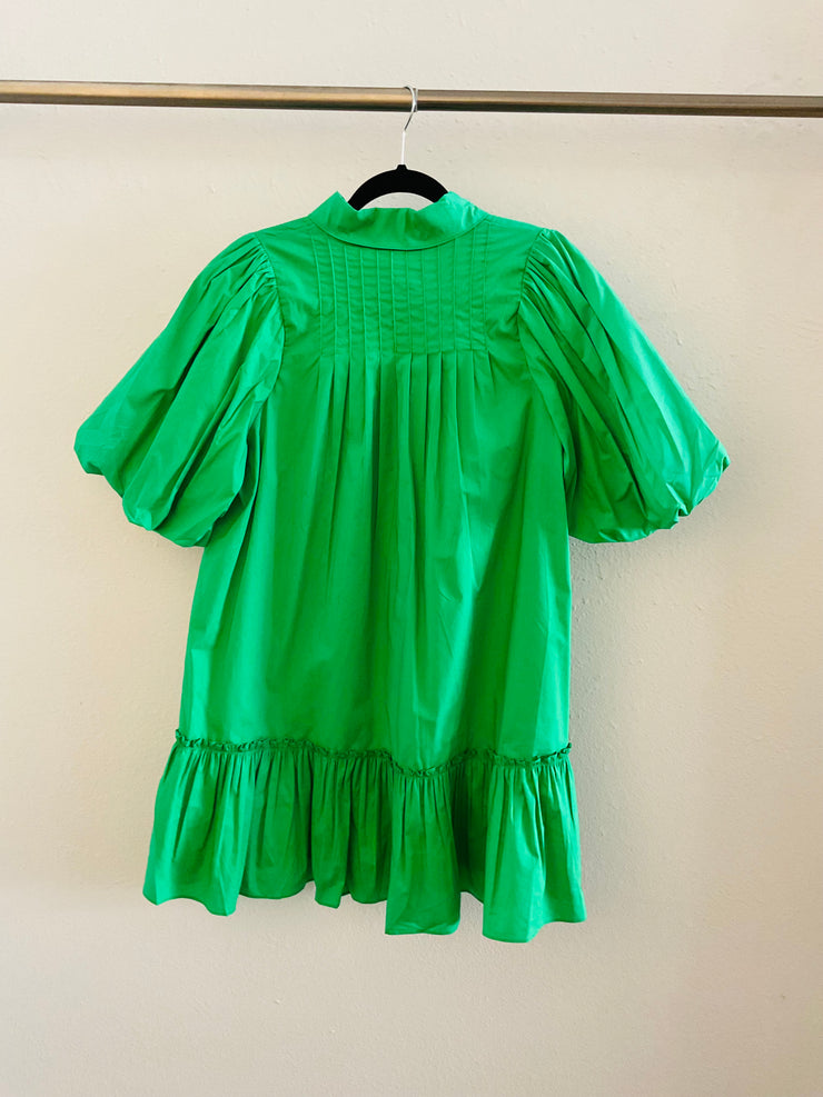 Sincerely Ours Kelly Green Poplin Mini Dress