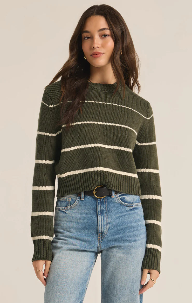 Z Supply Milan Stripe Sweater Green