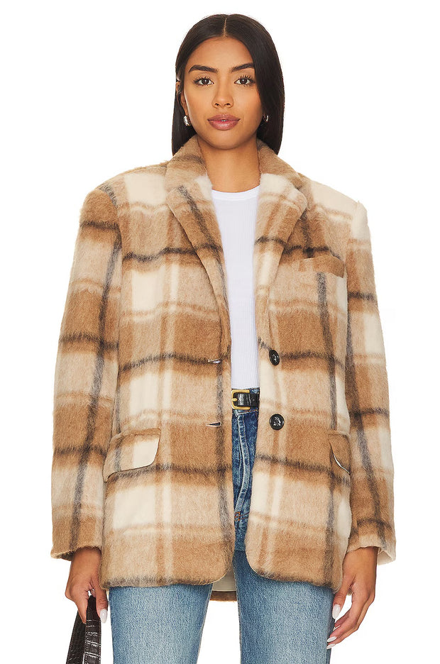 Steve Madden Nana Blazer Tan Plaid