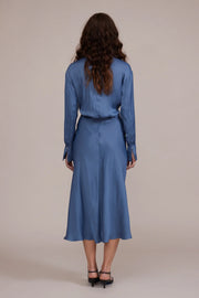 Lucy Paris Paige Gathered Dress Slate Blue