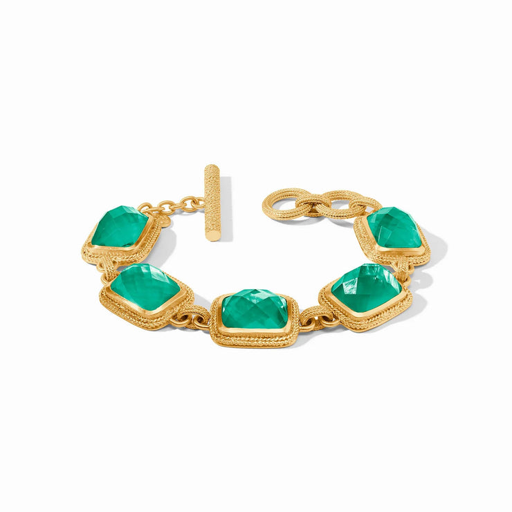 Julie Vos Cheval Stone Bracelet Iridescent Emerald Gold