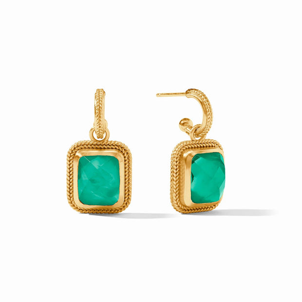 Julie Vos Cheval Hoop & Charm Earring Gold Iridescent Emerald