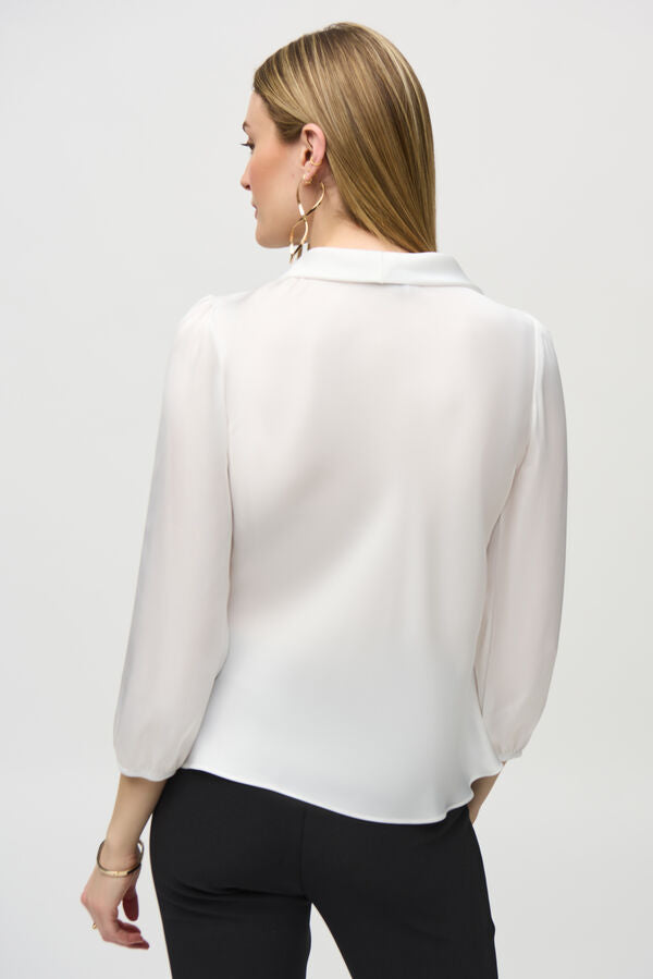 Joseph Ribkoff White Bow-tie Blouse 244077