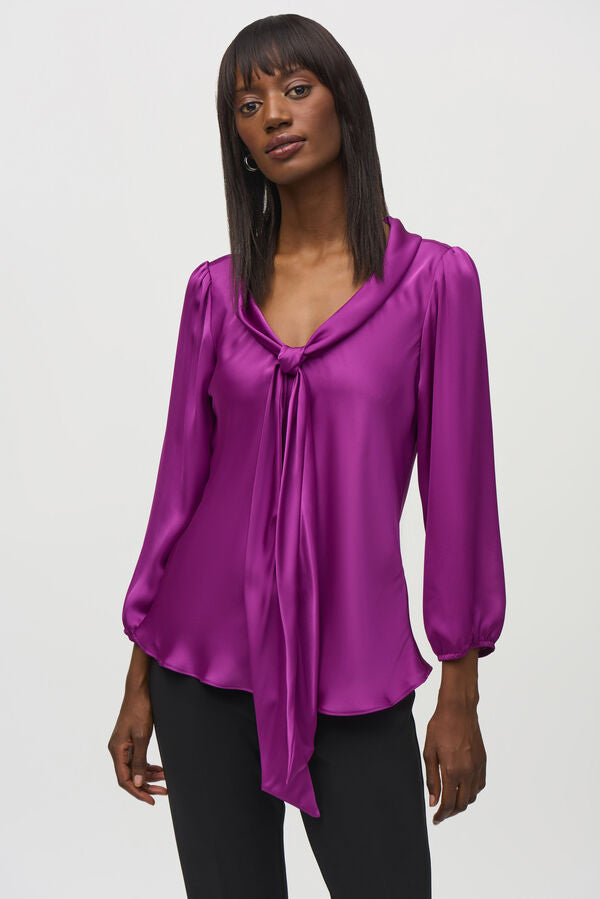 Joseph Ribkoff Purple Bow-tie Blouse 244077