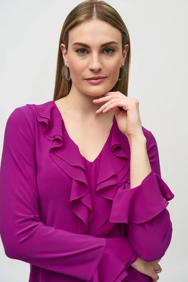 Joseph Ribkoff Purple Ruffle Blouse 244096