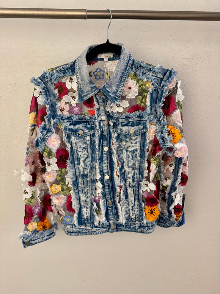 Adore Denim Jacket with floral lace