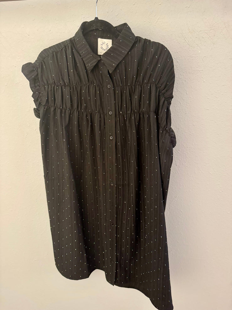 Lili Molly Bracken- Ladies Woven Dress—Black with silver