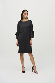 Joseph Ribkoff Black Bow Sleeve Satin Dress 244235