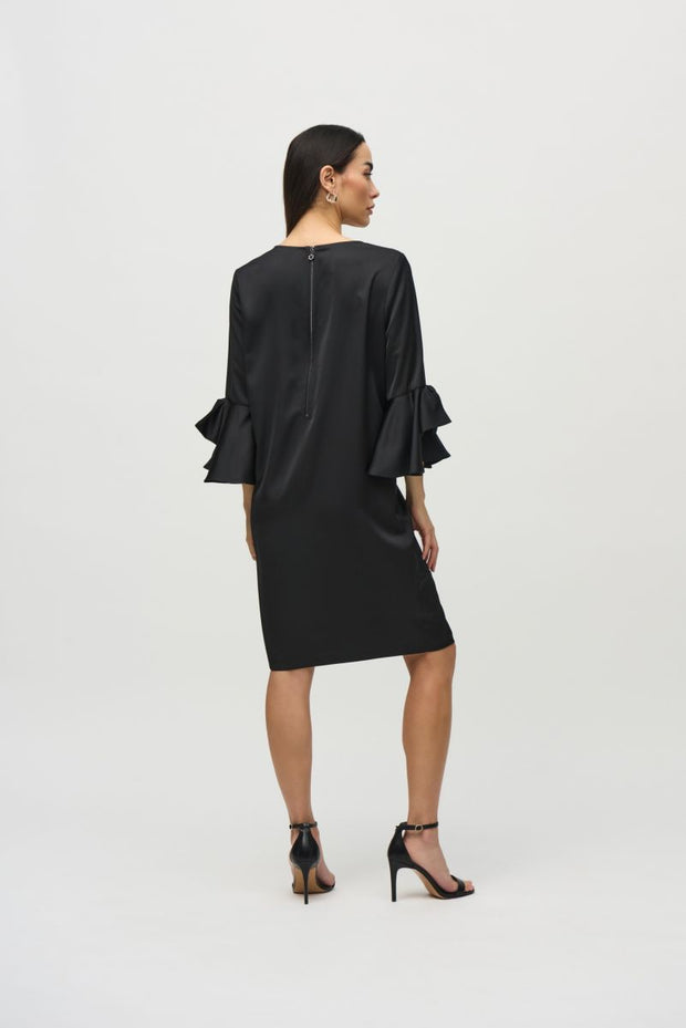 Joseph Ribkoff Black Bow Sleeve Satin Dress 244235