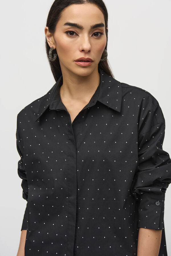 Joseph Ribkoff Black Gemstone Blouse 244950