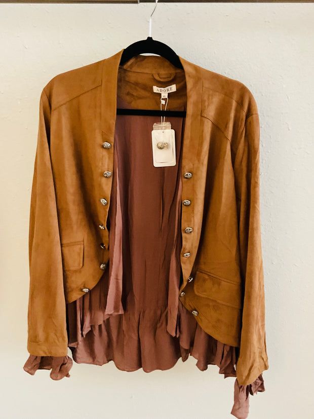 Ciello Adore Faux Suade Military Jacket Brown