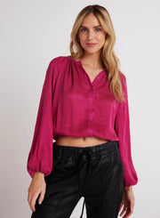 Bella Dahl Button Down Blouse Fuchsia