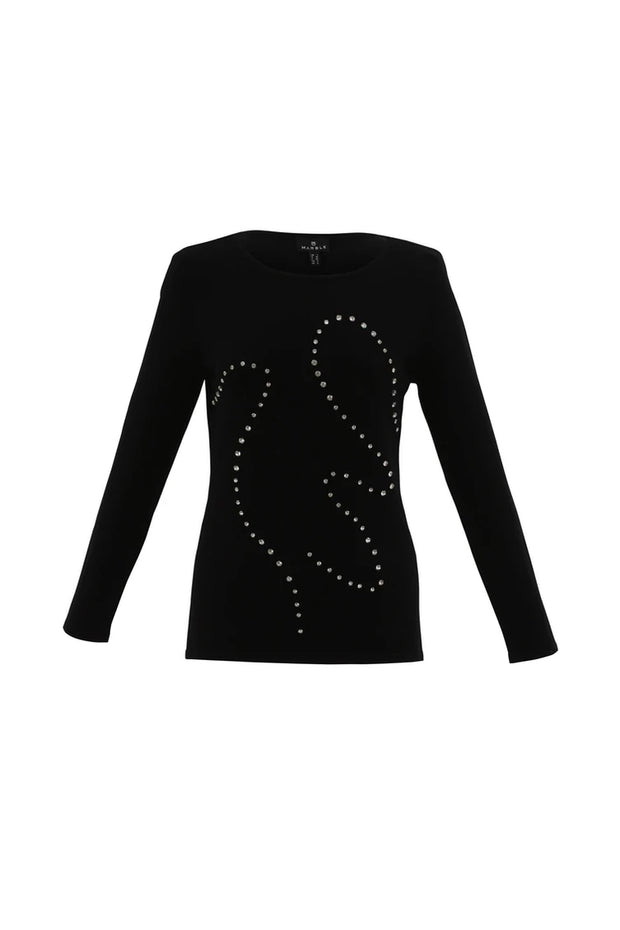 Marble 7514 Black Rhinestone Sweater