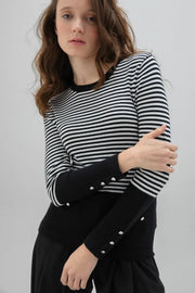 Marble 7517 Black Stripe Top